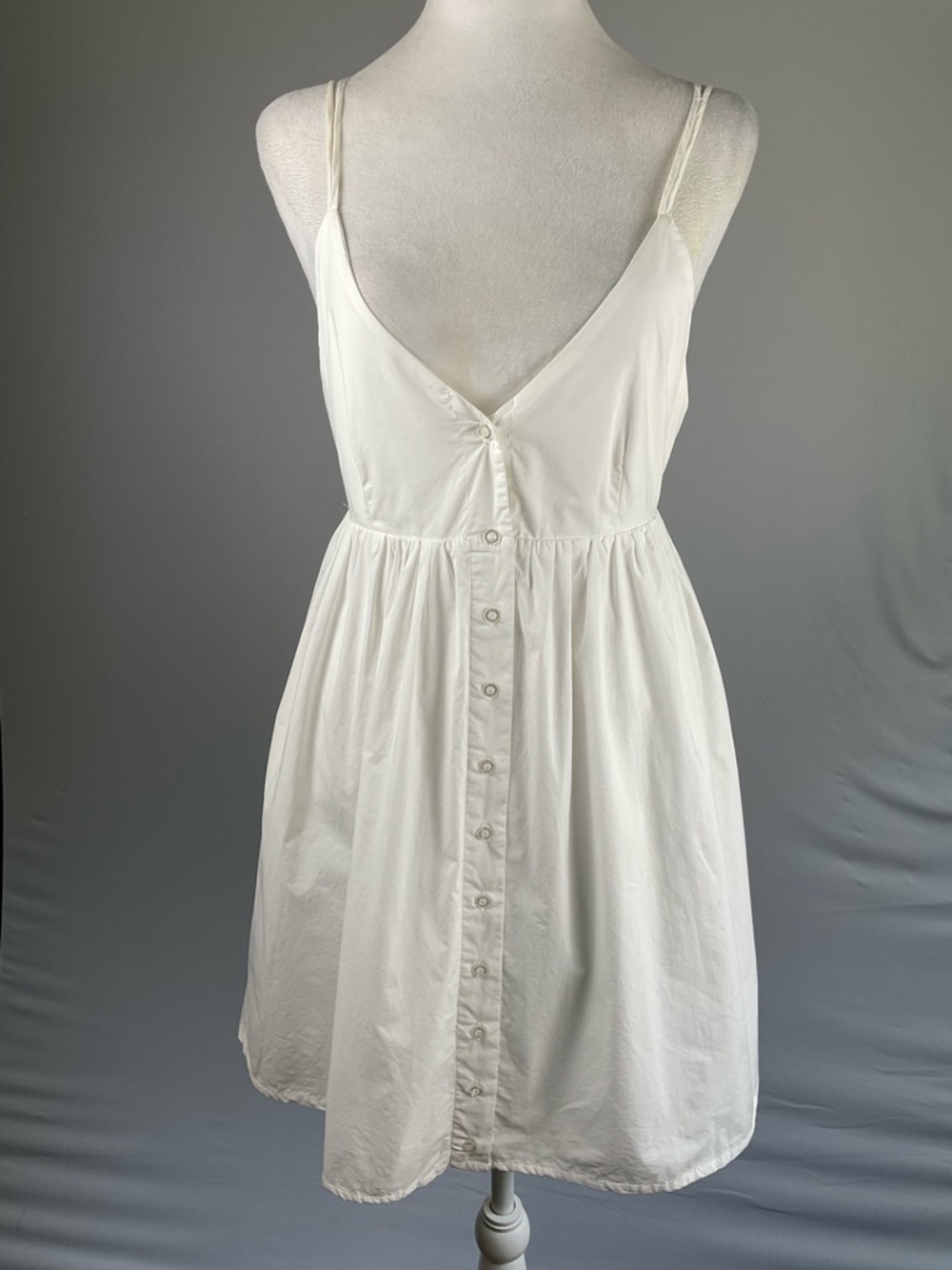 Scandi Minimalist White Cotton Mini Dress GESTUZ Resort Babydoll Pockets - Picture 9 of 16
